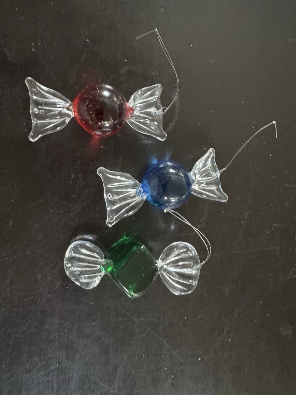 Acrylic Clear Colored Candies Lot Of 3 Christmas Ornaments Holiday #CO